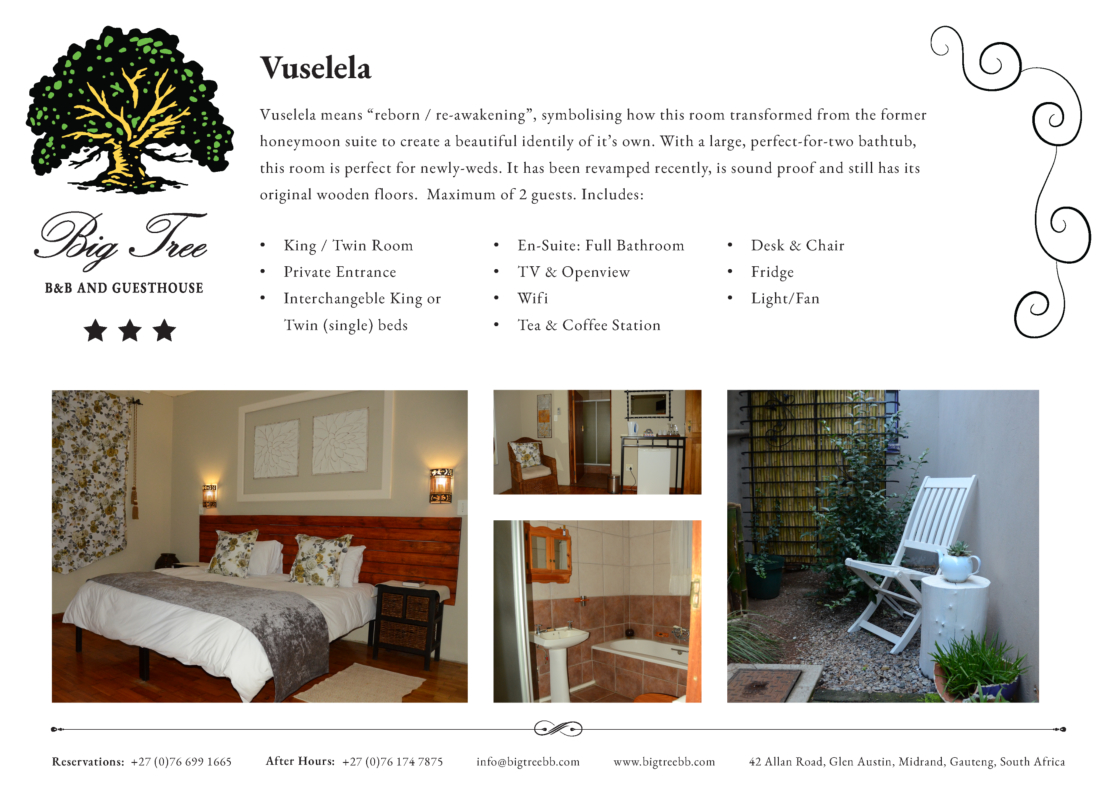 Accommodation Midrand - Vuselela Room